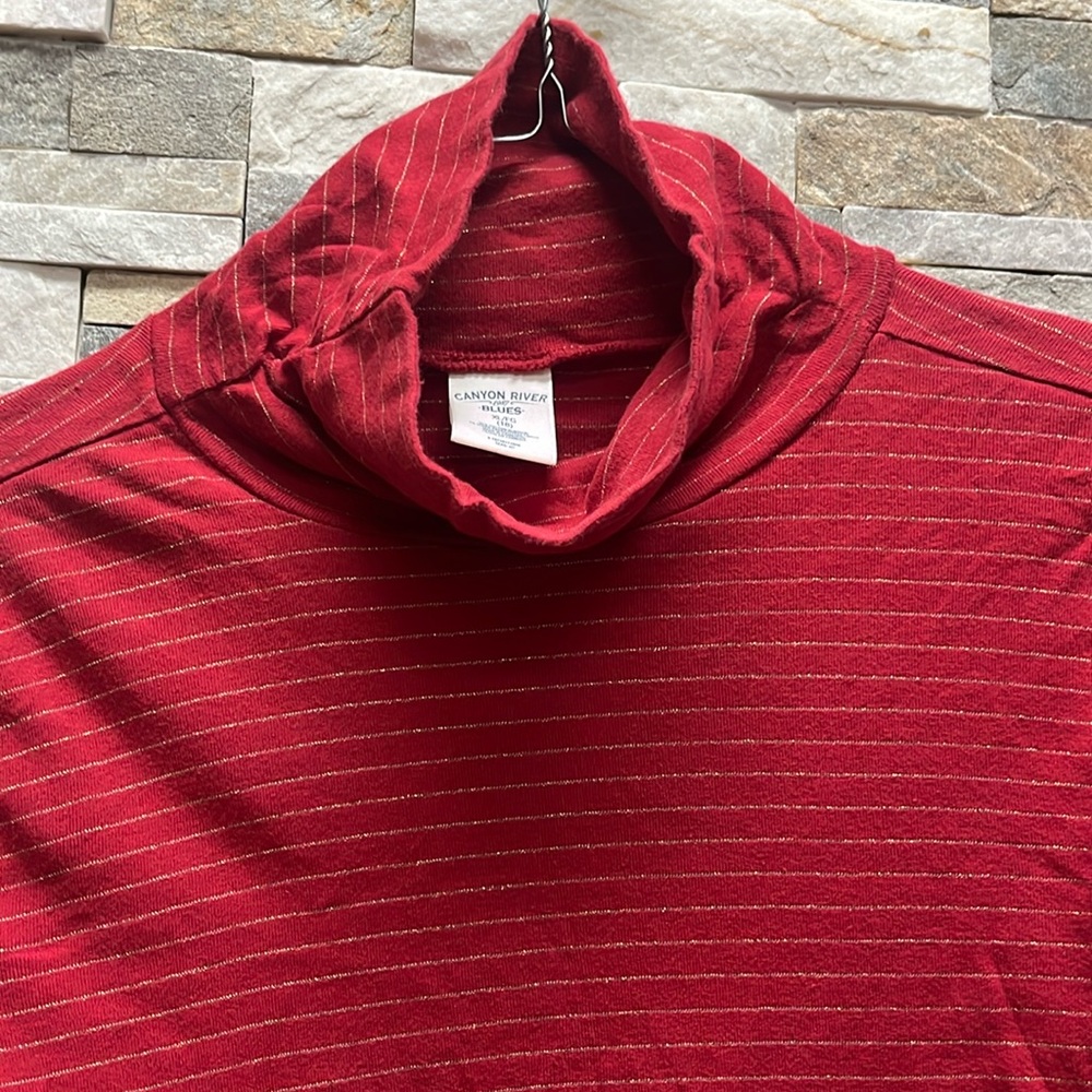 Canyon River Blues Red and Gold Striped Top